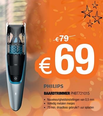 Promoties Philips baardtrimmer phbt721015 - Philips - Geldig van 01/12/2017 tot 31/12/2017 bij Expert