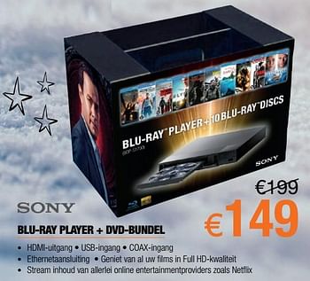 Promoties Sony blu-ray player + dvd-bundel - Sony - Geldig van 01/12/2017 tot 31/12/2017 bij Expert