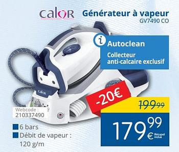 Promotions Calor générateur à vapeur gv7490 co - Calor - Valide de 01/12/2017 à 10/12/2017 chez Eldi