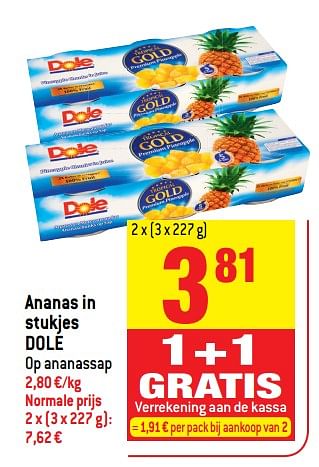 Promotions Ananas in stukjes dole - Dole - Valide de 06/12/2017 à 12/12/2017 chez Smatch