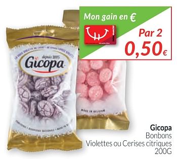 Promotions Gicopa bonbons violettes ou cerises citriques - Gicopa - Valide de 01/12/2017 à 31/12/2017 chez Intermarche