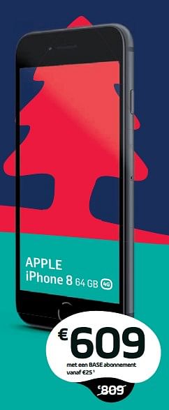 Promoties Apple iphone 8 64 gb - Apple - Geldig van 04/12/2017 tot 03/01/2018 bij Base