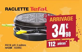 Promotions Tefal raclette re1238 - Tefal - Valide de 30/11/2017 à 17/12/2017 chez Electro Depot