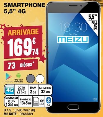 Promotions Meizu smartphone 4g m5 note - Meizu - Valide de 30/11/2017 à 17/12/2017 chez Electro Depot