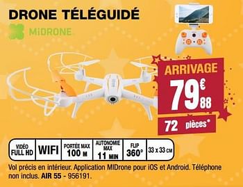 Promotions Midrone drone téléguide air 55 - Midrone - Valide de 30/11/2017 à 17/12/2017 chez Electro Depot