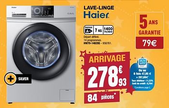 Promotions Haier lave-linge hw70-14829s - Haier - Valide de 30/11/2017 à 17/12/2017 chez Electro Depot