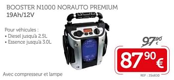 Promotions Booster n1000 norauto premium 19ah-12v - Booster - Valide de 03/12/2017 à 07/01/2018 chez Auto 5
