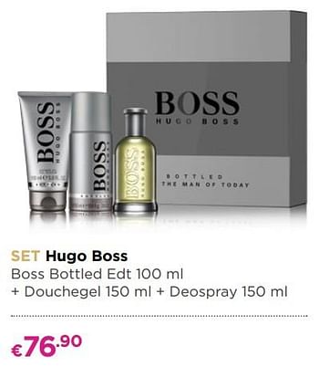 Promotions Set hugo boss boss bottled edt + douchegel + deospray - Hugo Boss - Valide de 04/12/2017 à 31/12/2017 chez ICI PARIS XL
