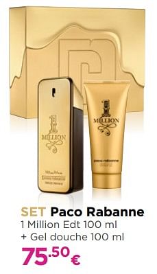 Promotions Set paco rabanne 1 million edt + gel douche - Paco Rabanne - Valide de 04/12/2017 à 31/12/2017 chez ICI PARIS XL