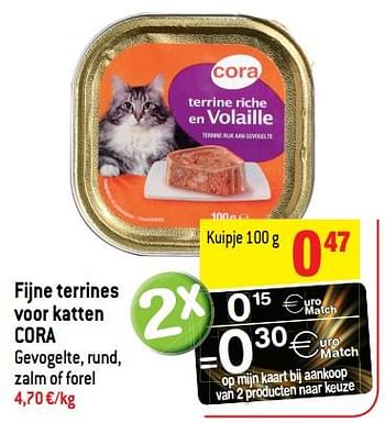 Promoties Fijne terrines voor katten cora - Huismerk - Match - Geldig van 06/12/2017 tot 12/12/2017 bij Match