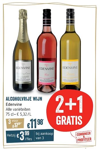 Promotions Alcoholvrije wijn edenvine - Mousseux - Valide de 07/12/2017 à 17/12/2017 chez Delhaize