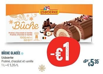 Promoties Bûche glacée ijsboerke praliné, chocolat et vanille - Ijsboerke - Geldig van 07/12/2017 tot 17/12/2017 bij Delhaize