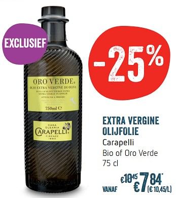 Promoties Extra vergine olijfolie carapelli bio of oro verde - Carapelli - Geldig van 07/12/2017 tot 17/12/2017 bij Delhaize