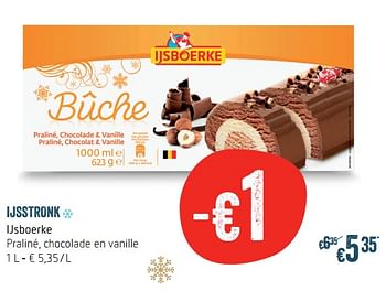 Promoties Ijsstronk ijsboerke praliné, chocolade en vanille - Ijsboerke - Geldig van 07/12/2017 tot 17/12/2017 bij Delhaize