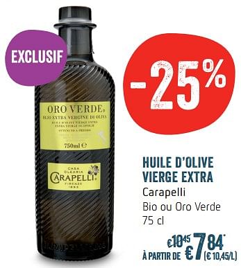 Promotions Huile d`olive vierge extra carapelli - Carapelli - Valide de 07/12/2017 à 17/12/2017 chez Delhaize