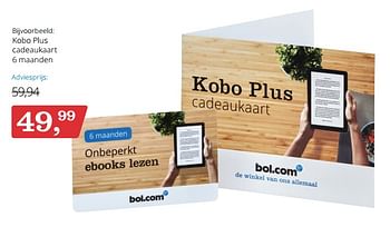 Promoties Kobo plus cadeaukaart 6 maanden - Kobo - Geldig van 06/12/2017 tot 24/12/2017 bij Bol.com