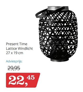 Promoties Present time lattice windlicht - Present Time - Geldig van 06/12/2017 tot 24/12/2017 bij Bol.com