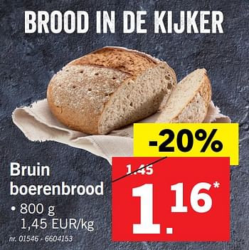 Promoties Bruin boerenbrood - Huismerk - Lidl - Geldig van 11/12/2017 tot 17/12/2017 bij Lidl