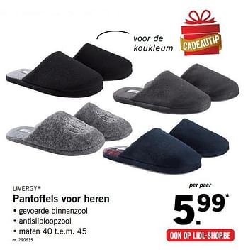 Promoties Pantoffels voor heren - Livergy - Geldig van 11/12/2017 tot 17/12/2017 bij Lidl