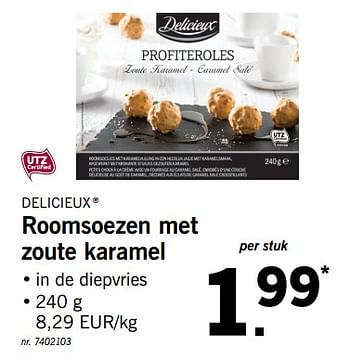 Promoties Roomsoezen met zoute karamel - Delicieux - Geldig van 11/12/2017 tot 17/12/2017 bij Lidl