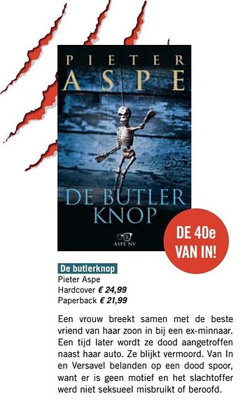 Promoties De butlerknop pieter aspe hardcover - Huismerk - Standaard Boekhandel - Geldig van 01/12/2017 tot 31/12/2017 bij Standaard Boekhandel