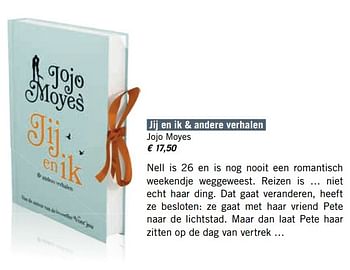 Promoties Jij en ik + andere verhalen jojo moyes - Huismerk - Standaard Boekhandel - Geldig van 01/12/2017 tot 31/12/2017 bij Standaard Boekhandel