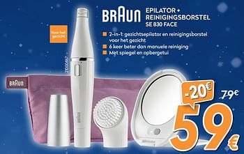 Promoties Braun epilator + reinigingsborstel se 830 face - Braun - Geldig van 04/12/2017 tot 31/12/2017 bij Krefel