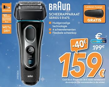 Promoties Braun scheerapparaat series 5 5147s - Braun - Geldig van 04/12/2017 tot 31/12/2017 bij Krefel