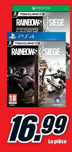 Promotions Games ps4 of xbox one rainbowsix siege - Ubisoft - Valide de 04/12/2017 à 10/12/2017 chez Media Markt