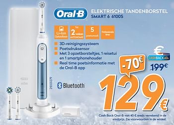 Promoties Oral-b elektrische tandenborstel smart 6 6100s - Oral-B - Geldig van 04/12/2017 tot 31/12/2017 bij Krefel