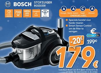 Promoties Bosch stofzuiger bgs2u330 - Bosch - Geldig van 04/12/2017 tot 31/12/2017 bij Krefel