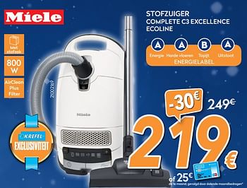 Promoties Miele stofzuiger complete c3 excellence ecoline - Miele - Geldig van 04/12/2017 tot 31/12/2017 bij Krefel