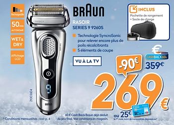 Promotions Braun rasoir series 9 9260s - Braun - Valide de 04/12/2017 à 31/12/2017 chez Krefel