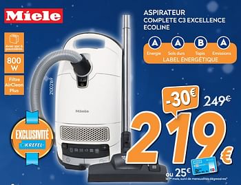 Promotions Miele aspirateur complete c3 excellence ecoline - Miele - Valide de 04/12/2017 à 31/12/2017 chez Krefel
