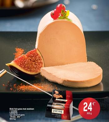 Promoties Blok foie gras met stukken + snijder labeyrie van eend of gans - Labeyrie - Geldig van 06/12/2017 tot 24/12/2017 bij Carrefour