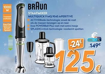 Promoties Braun staafmixer multiquick 9 mq 9045 aperitive - Braun - Geldig van 04/12/2017 tot 31/12/2017 bij Krefel