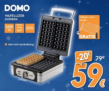 Promoties Domo wafelijzer do9183w - Domo - Geldig van 04/12/2017 tot 31/12/2017 bij Krefel