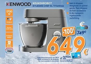 Promoties Kenwood keukenrobot kvl8320s chef xl titanium - Kenwood - Geldig van 04/12/2017 tot 31/12/2017 bij Krefel