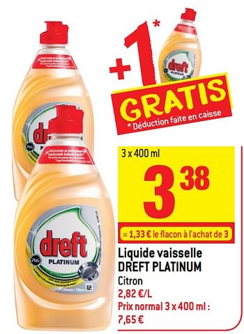 Promotions Liquide vaisselle dreft platinum - Dreft - Valide de 06/12/2017 à 12/12/2017 chez Match