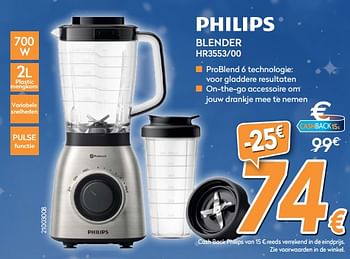 Promoties Philips blender hr3553-00 - Philips - Geldig van 04/12/2017 tot 31/12/2017 bij Krefel