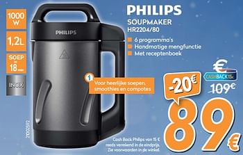 Promoties Philips soupmaker hr2204-80 - Philips - Geldig van 04/12/2017 tot 31/12/2017 bij Krefel