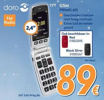 Promoties Doro gsm primo 413 - Doro - Geldig van 04/12/2017 tot 31/12/2017 bij Krefel