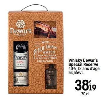 Promotions Whisky dewar`s special reserve - Dewar's - Valide de 06/12/2017 à 24/12/2017 chez Carrefour