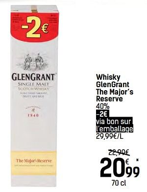 Promotions Whisky glengrant the major`s reserve - Glengrant - Valide de 06/12/2017 à 24/12/2017 chez Carrefour