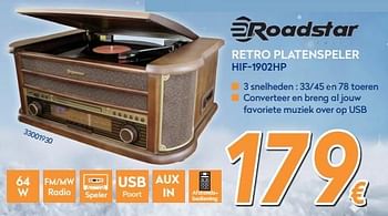 Promoties Roadstar retro platenspeler hif-1902hp - Roadstar - Geldig van 04/12/2017 tot 31/12/2017 bij Krefel