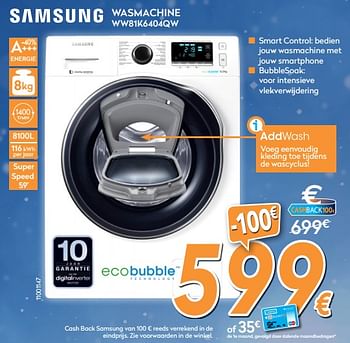 Promoties Samsung wasmachine ww81k6404qw - Samsung - Geldig van 04/12/2017 tot 31/12/2017 bij Krefel