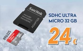 Promoties Sandisk sdhc ultra micro 32 gb - Sandisk - Geldig van 04/12/2017 tot 31/12/2017 bij Krefel