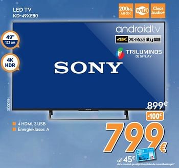 Promotions Sony led tv kd-49xe80 - Sony - Valide de 04/12/2017 à 31/12/2017 chez Krefel
