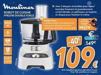 Promotions Moulinex robot de cuisine fp822110 double force - Moulinex - Valide de 04/12/2017 à 31/12/2017 chez Krefel