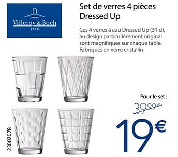 Promotions Set de verres 4 pièces dressed up - Villeroy & boch - Valide de 04/12/2017 à 31/12/2017 chez Krefel